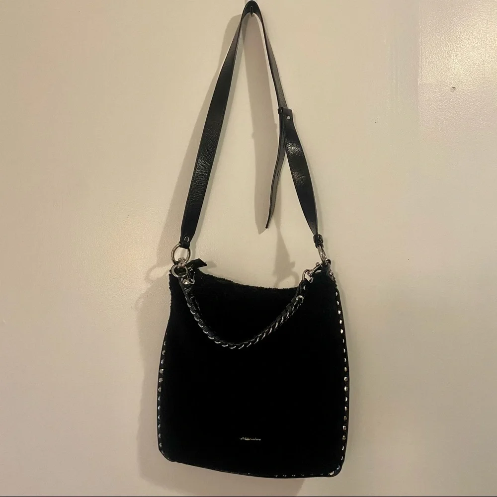 Rebecca‎ Minkoff Alexa Black Shearling Hobo Bag - Picture 4 of 8